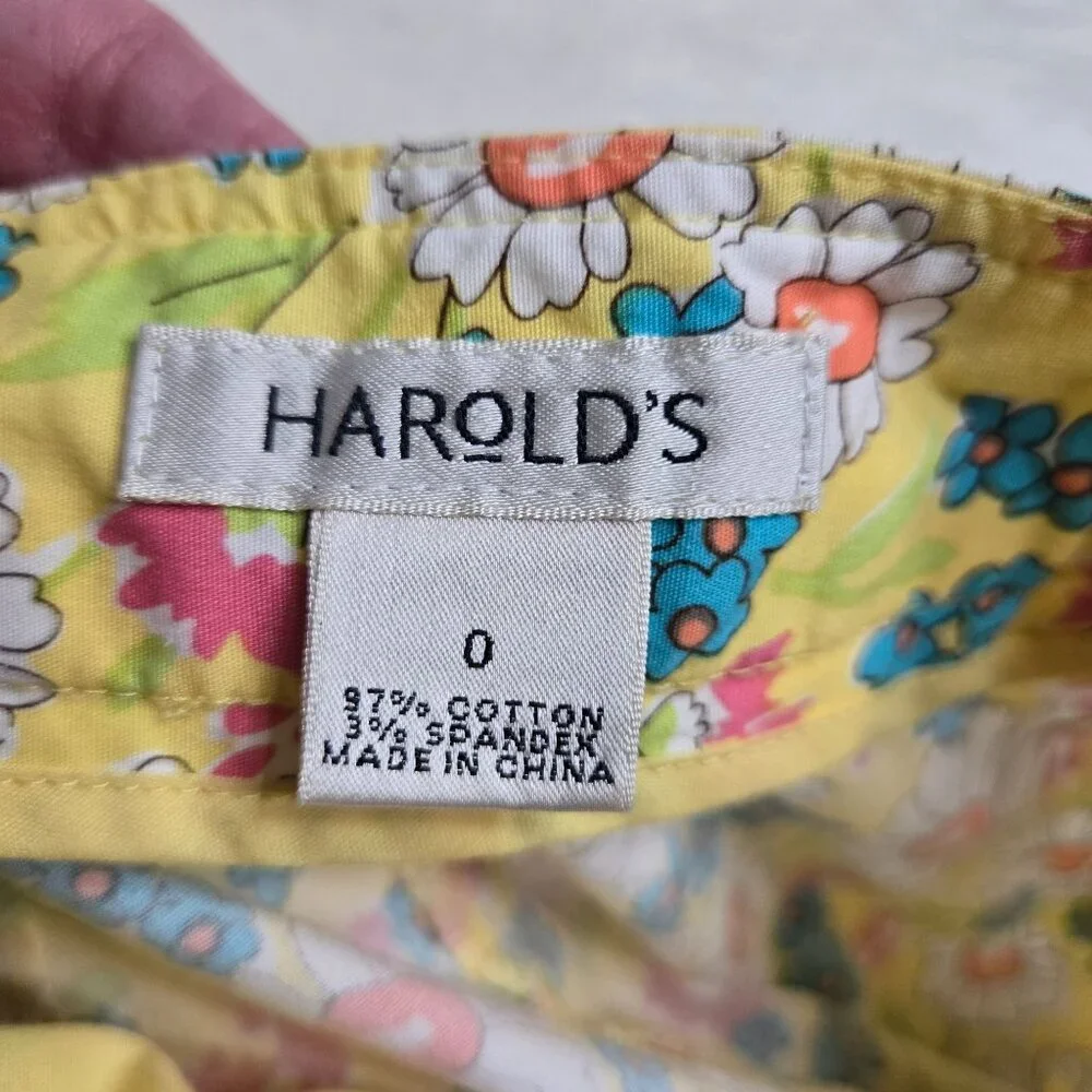 Vintage‎ Harolds Shorts Womens 0 Floral Yellow High Waist Retro Daisy 70s